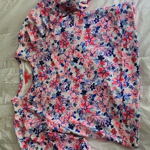 EUC lilly pulitzer floral puff sleeve top xl